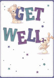 This joyful get well card bursts with warmth, mirroring the friendly, neighborly energy of Walworth on a sunny afternoon. Two delightful characters, a cuddly teddy bear and a lively puppy, appear to spring into action-each holding and balancing the bold, colorful letters that spell out 'Get Well' in cheerful hues of indigo and teal. Rising confidently from a soft, creamy background, these letters pulse with vibrancy, echoing the gentle optimism found at local Walworth gatherings and community gardens. Scattered stars in gradients of blue and purple twinkle across the scene, as if sending whispers of encouragement through the air. The fabulous illustration of plush fur, from the bear's gentle arms to the puppy's floppy ears, looks as soft and inviting as a favorite blanket, offering tactile comfort even from a distance. The entire composition overflows with emotional warmth, much like the thoughtfully curated bouquets delivered daily to homes throughout SE17. Every aspect is crafted to heal-a visual balm that carries more than just a get well message, but also a feeling of shared hope and neighborly support, making it perfect for lifting spirits during times of recovery in Walworth.